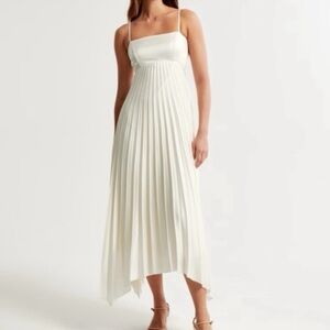 Abercrombie & Fitch Women's Giselle White Pleated Dress Size Large Petite